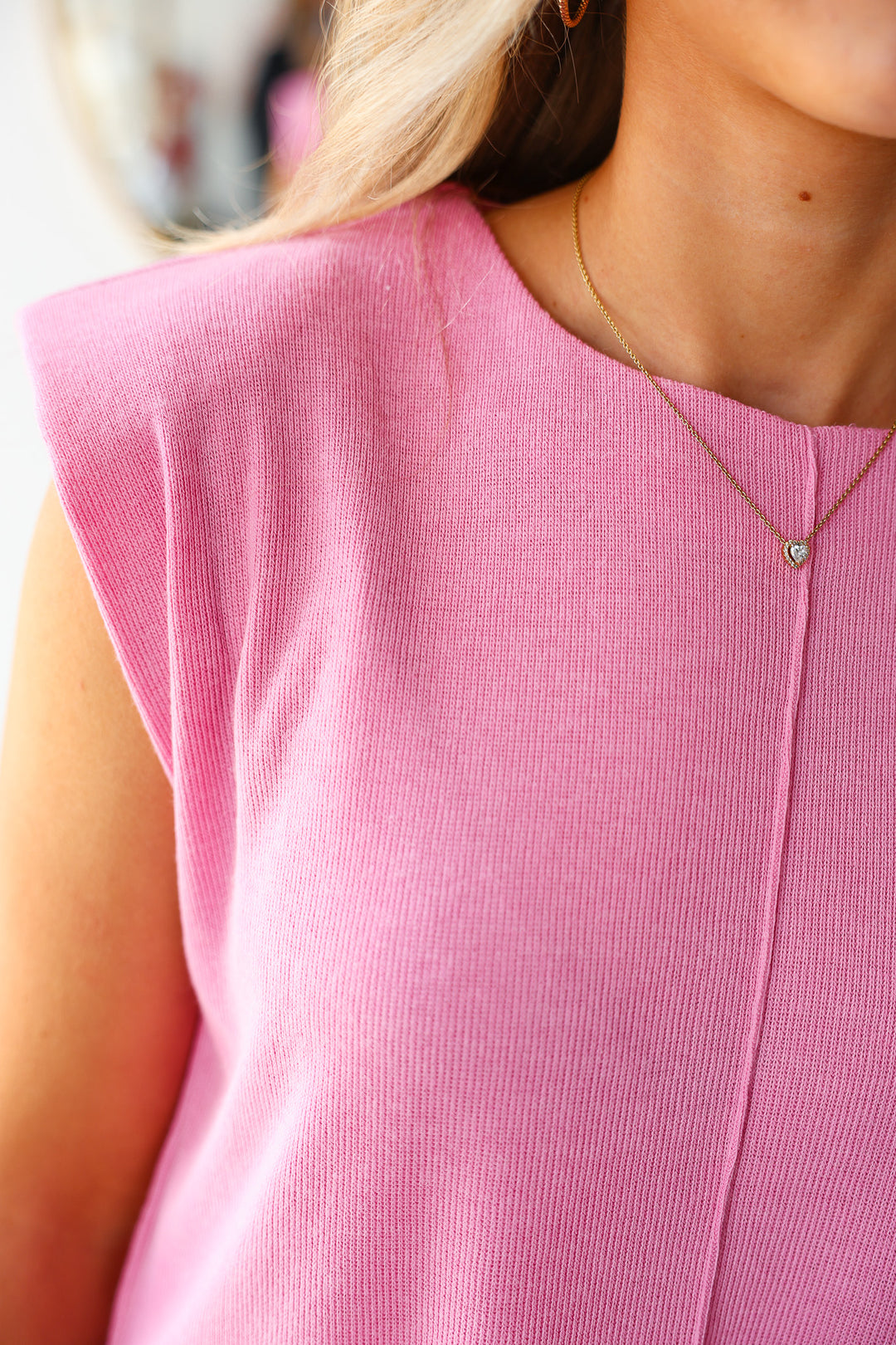 Knit Cap Sleeve Top - Pink