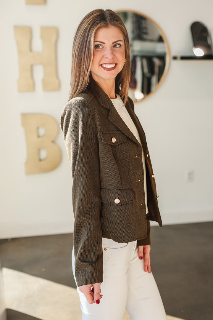 Military Blazer Jacket - Olive