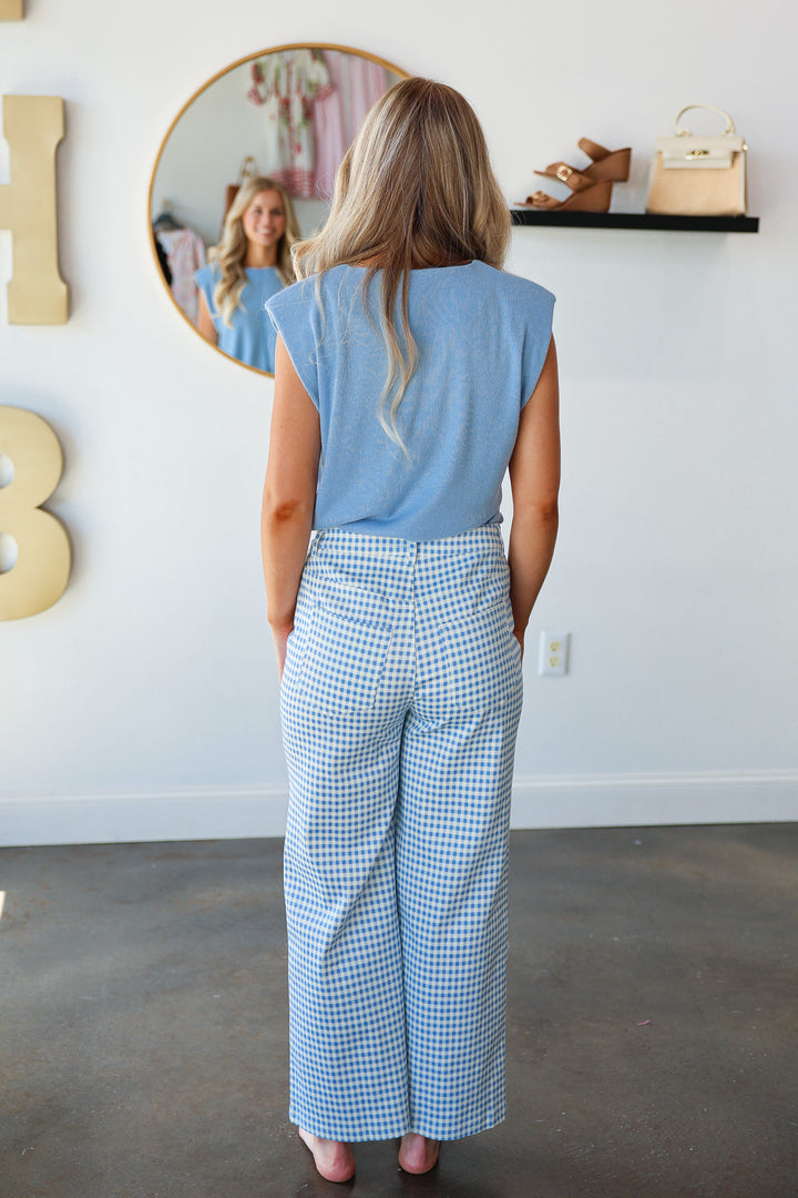 Gingham Pants - Blue