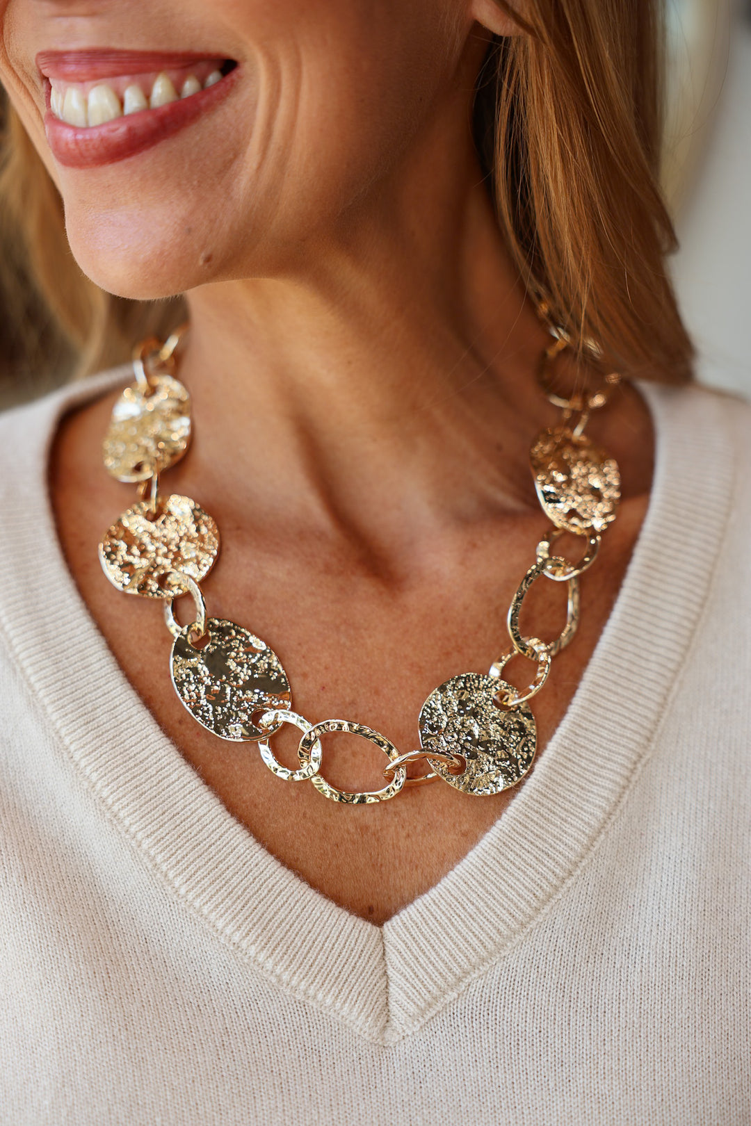 Hammered Oval Necklace