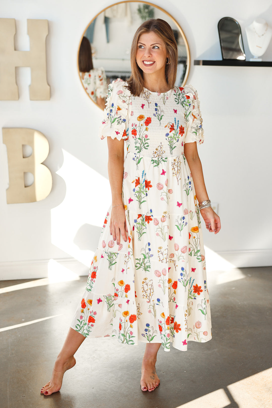 Puff Sleeve Floral Maxi Dress