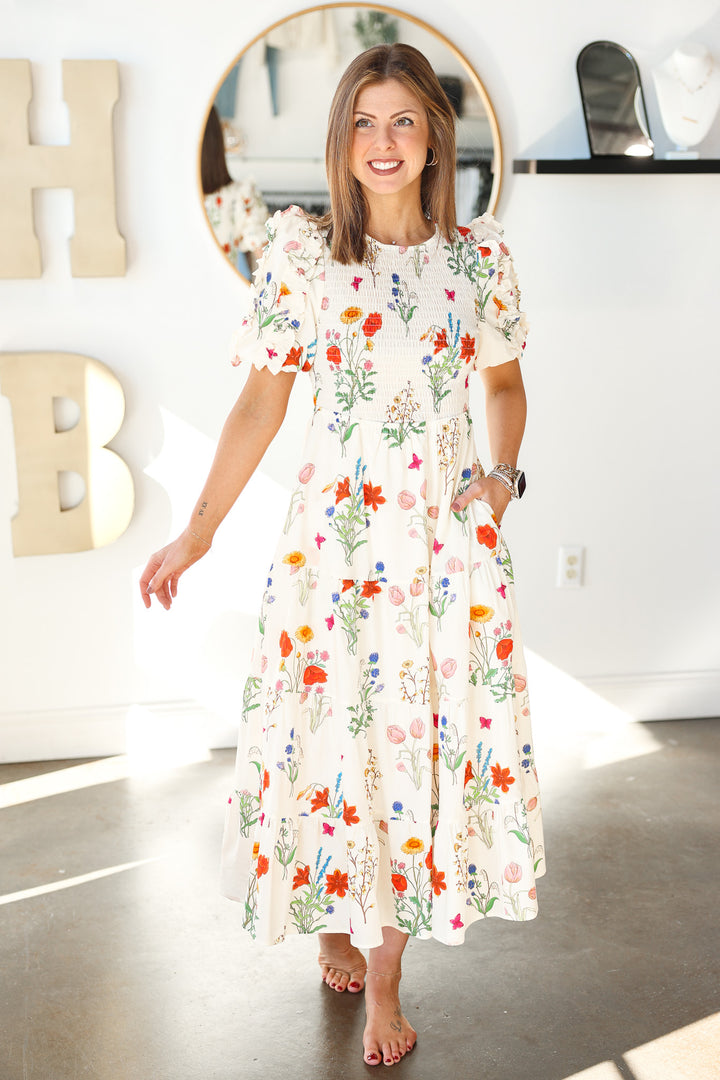 Puff Sleeve Floral Maxi Dress