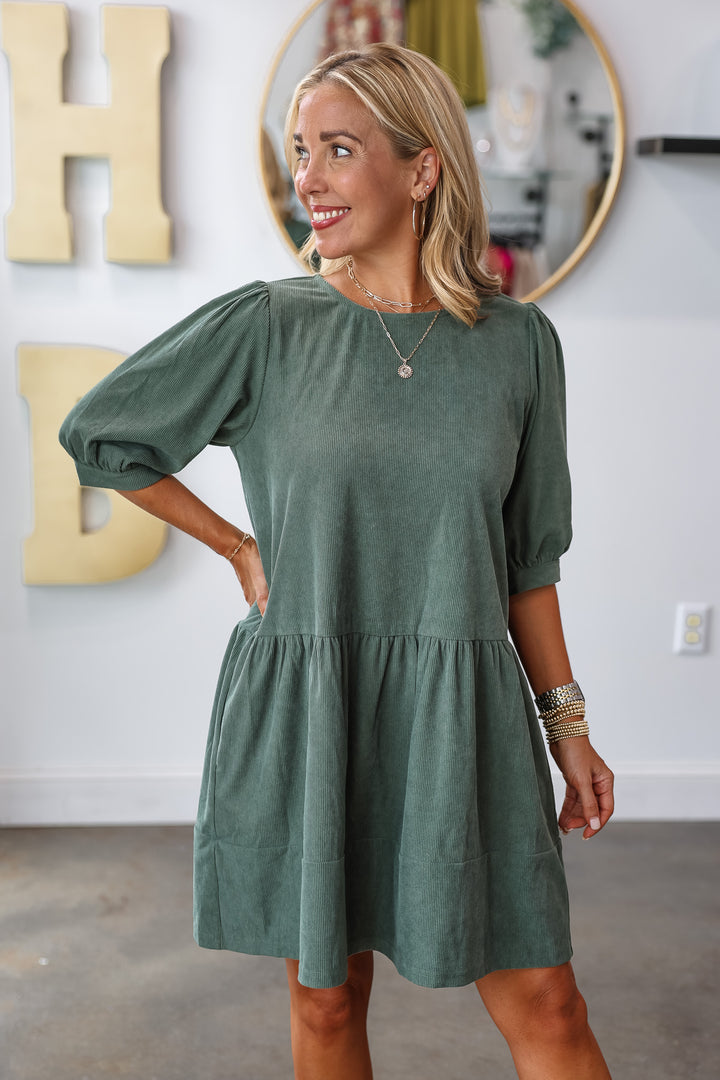 Corduroy Dress - Olive