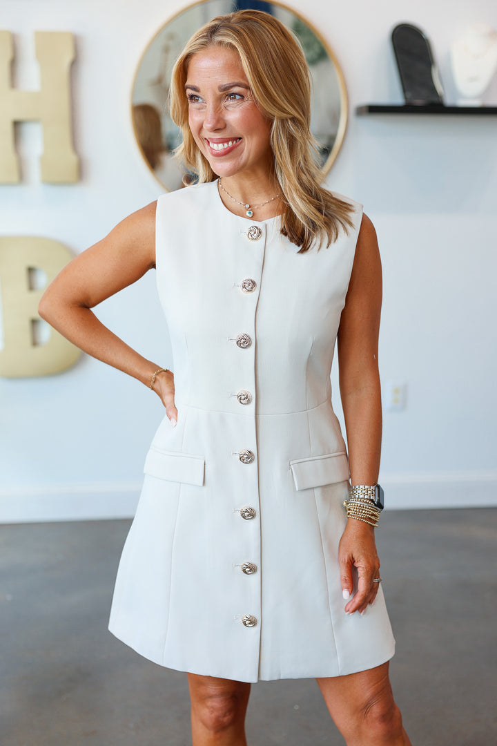 Button Down Dress - Ecru