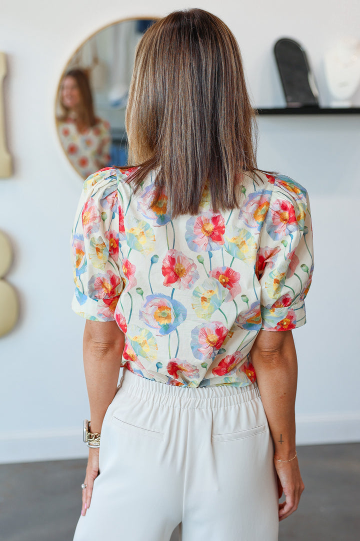 Pleated Collar Top - Cream