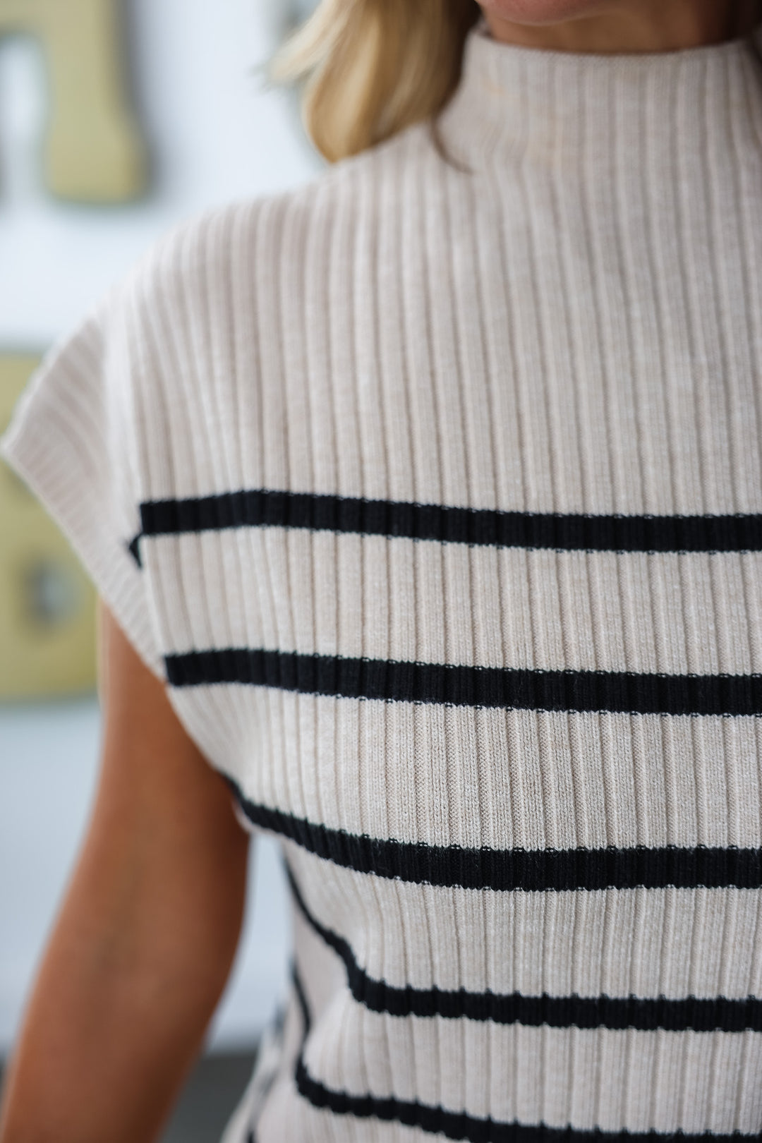 Mock Neck Striped Sweater Dress