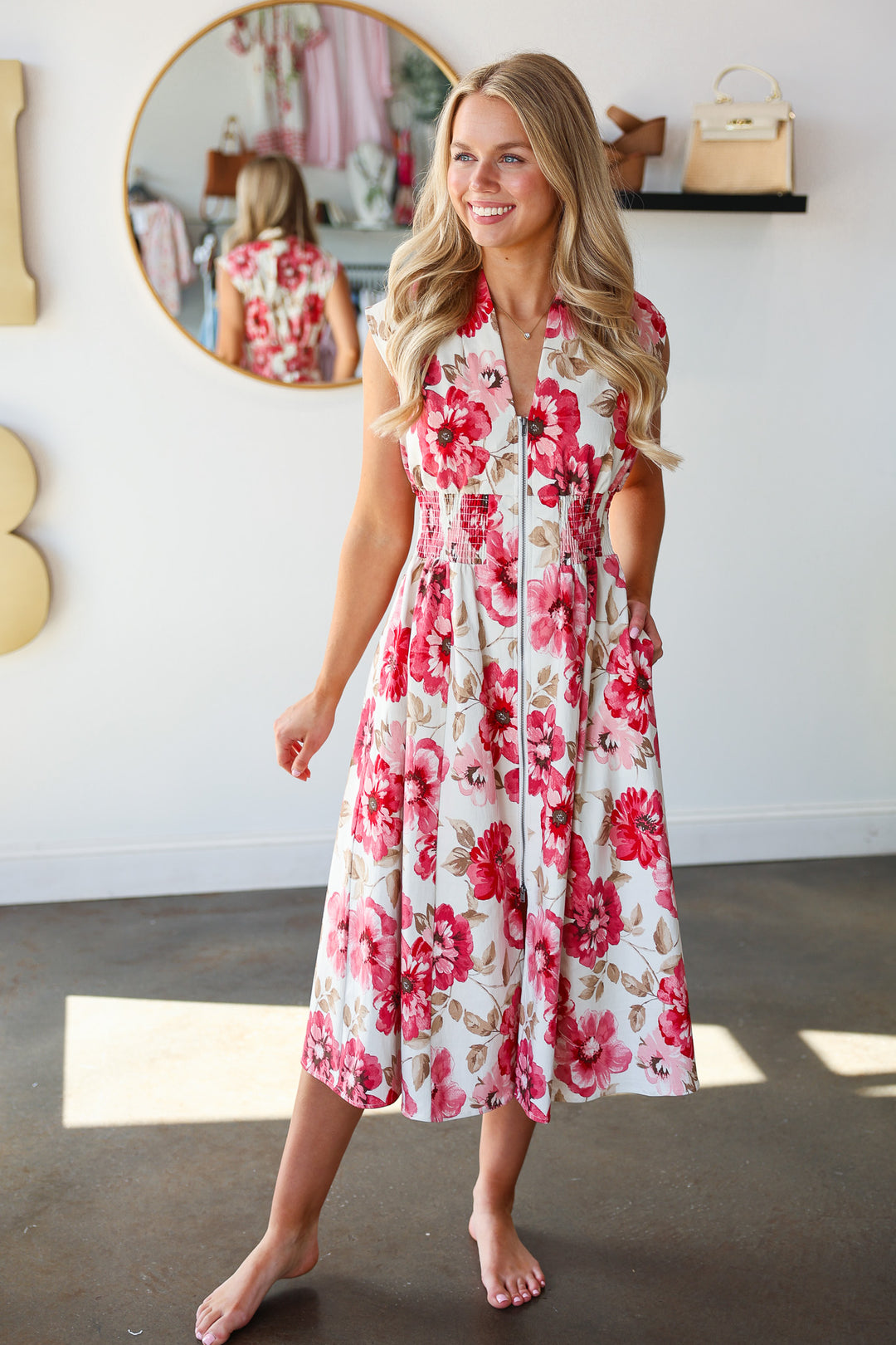 Floral Smocked Waist Dress