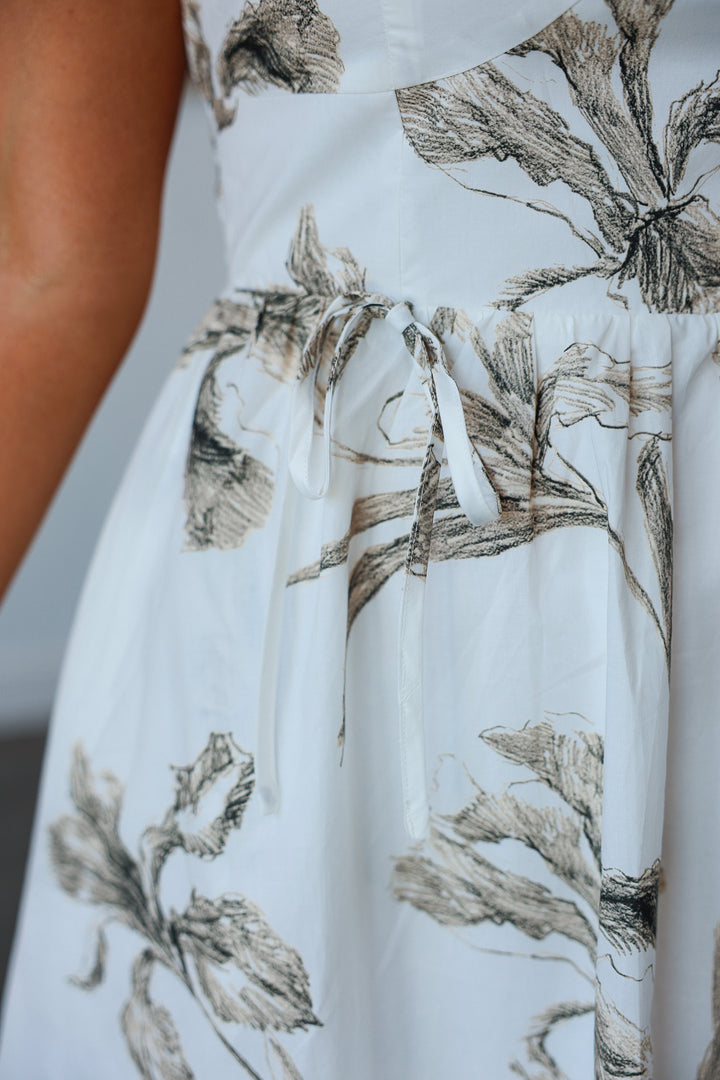 Neutral Floral Fit & Flare Dress