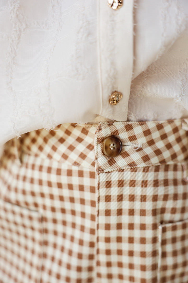 Gingham Shorts - Tan