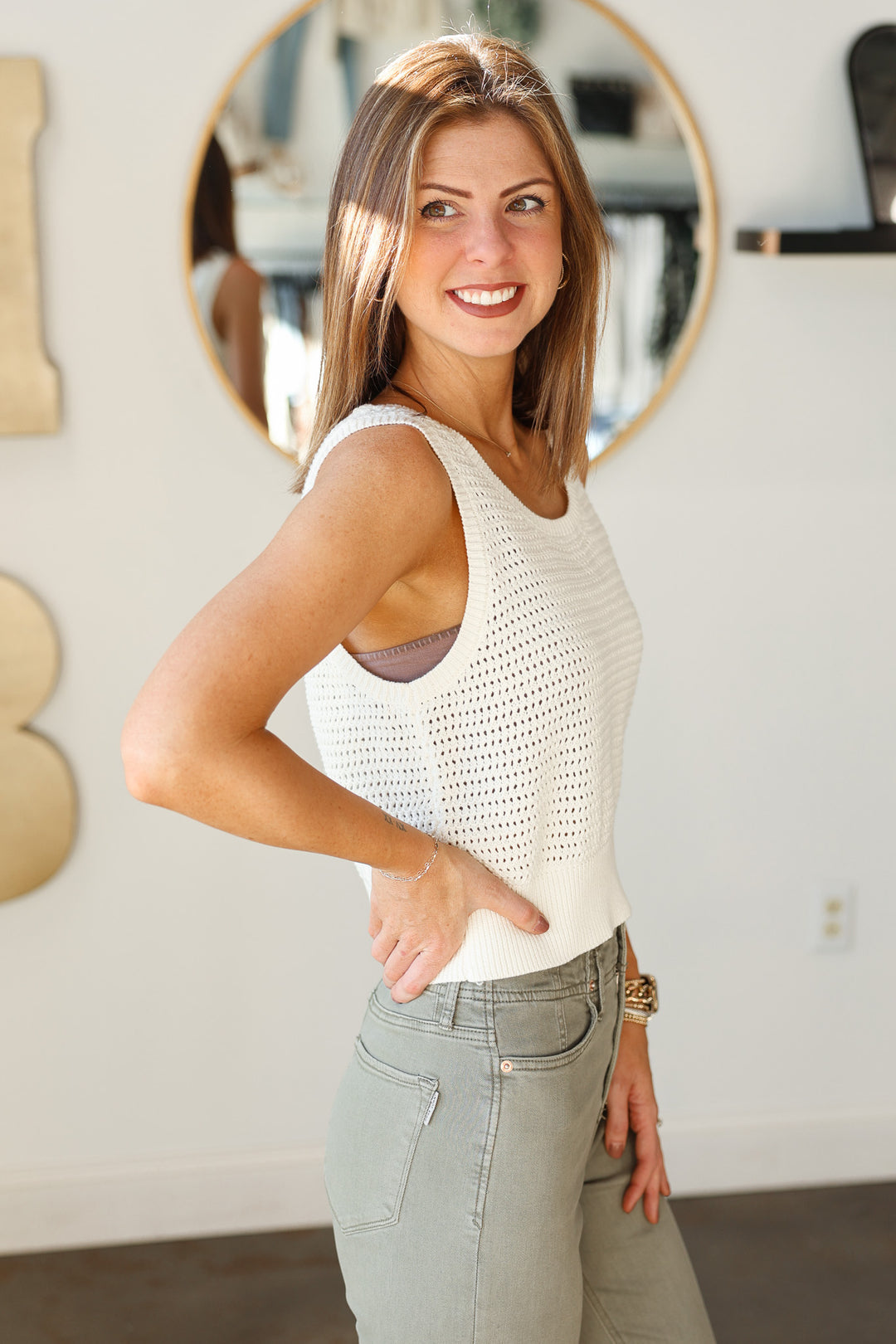 Knit Sleeveless Top - Off White