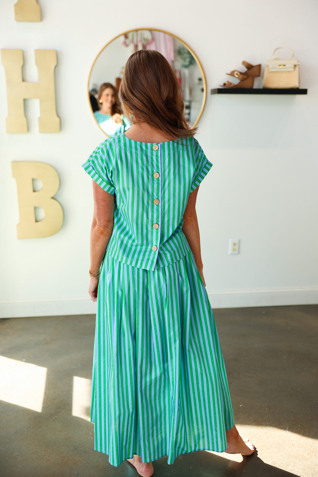 Striped Maxi Skirt - Green Sky