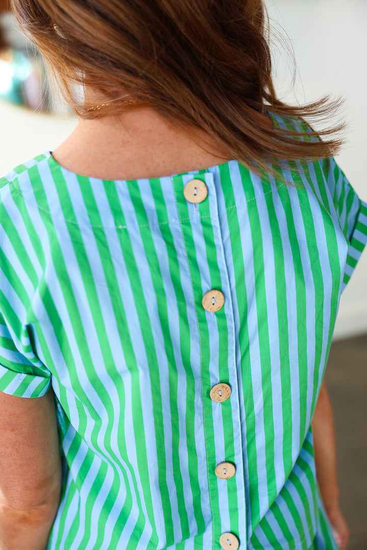 Striped Top - Green Sky