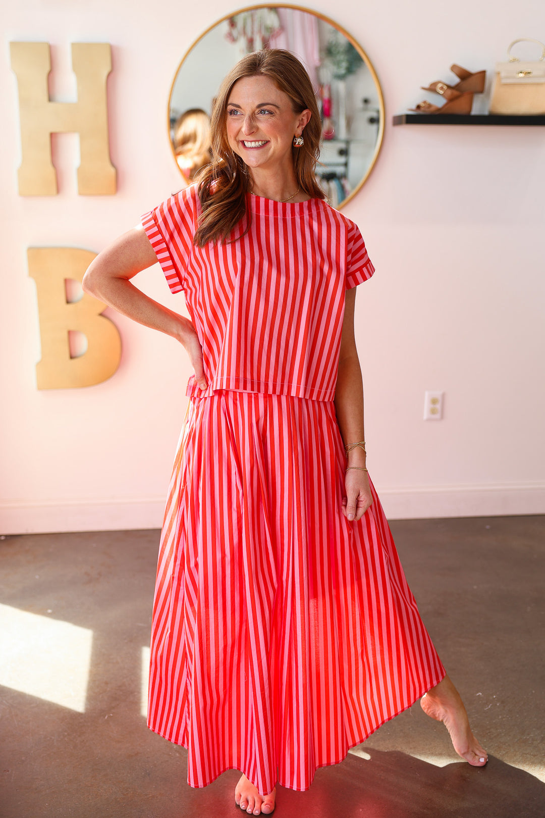Striped Top - Pink Orange