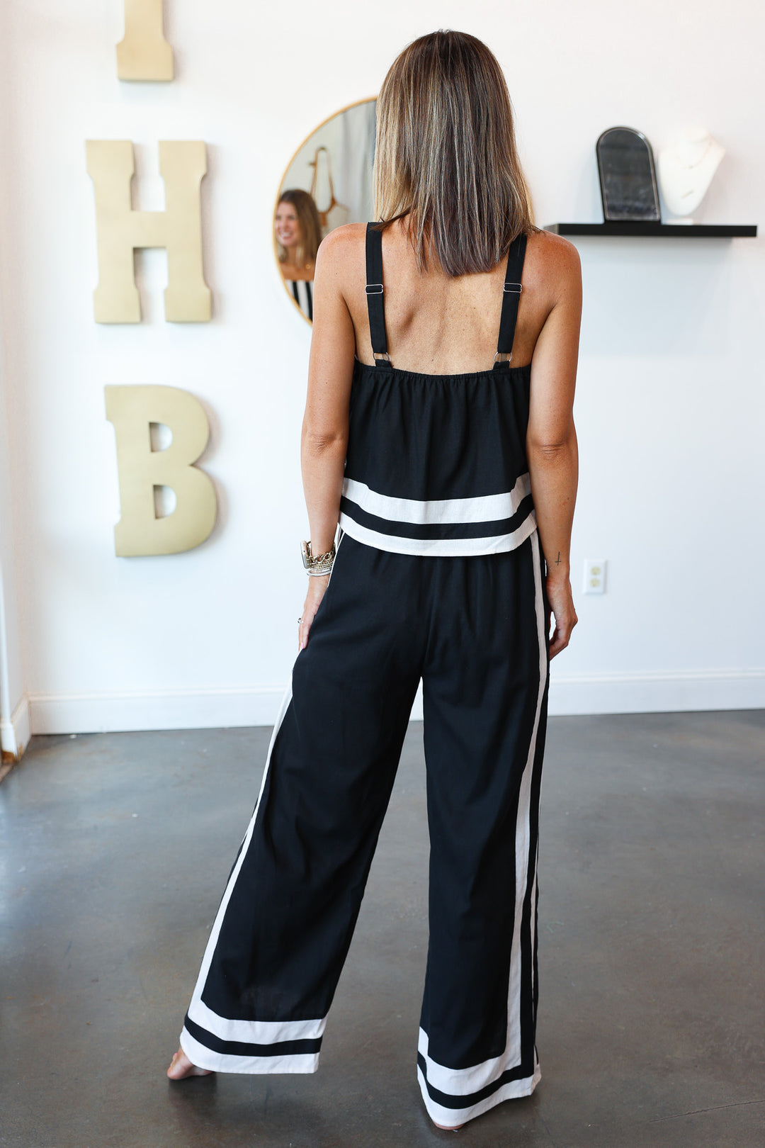 Contrast Lined Pants - Black