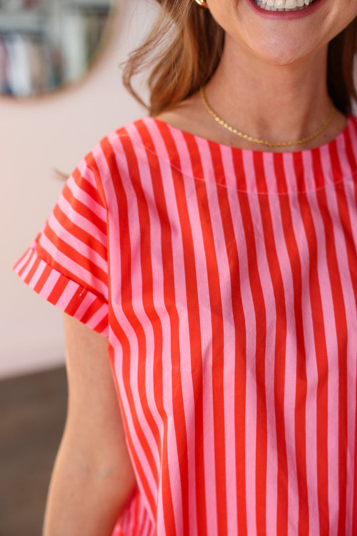 Striped Top - Pink Orange