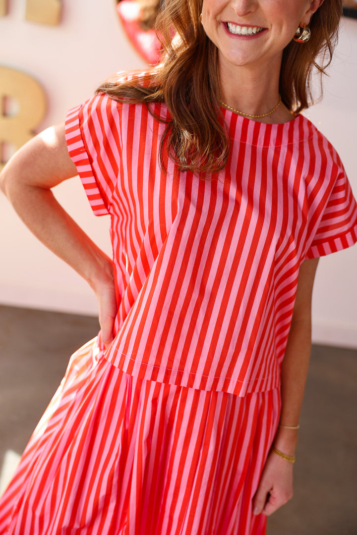 Striped Top - Pink Orange