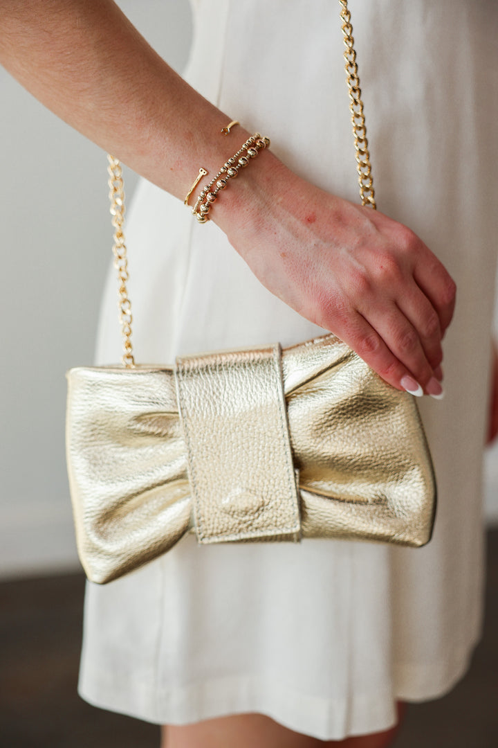 Genuine Italian Leather Clutch - Gold