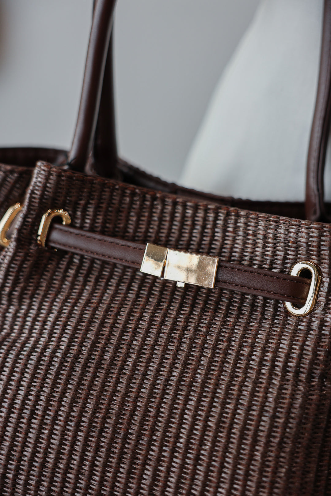 Straw Tote Bag - Chocolate