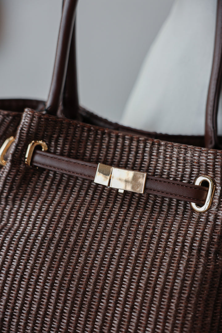 Straw Tote Bag - Chocolate