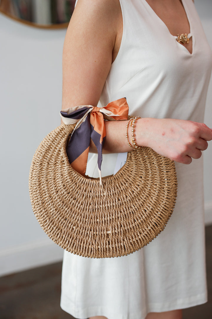 Straw Circle Scarf Handbag