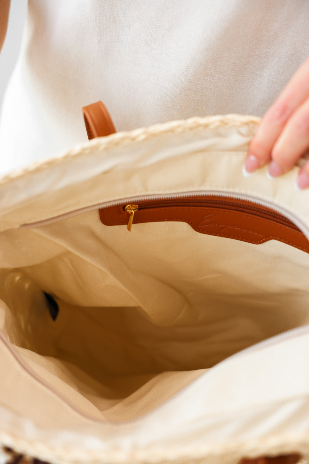 Straw Tote Bag With Scarf