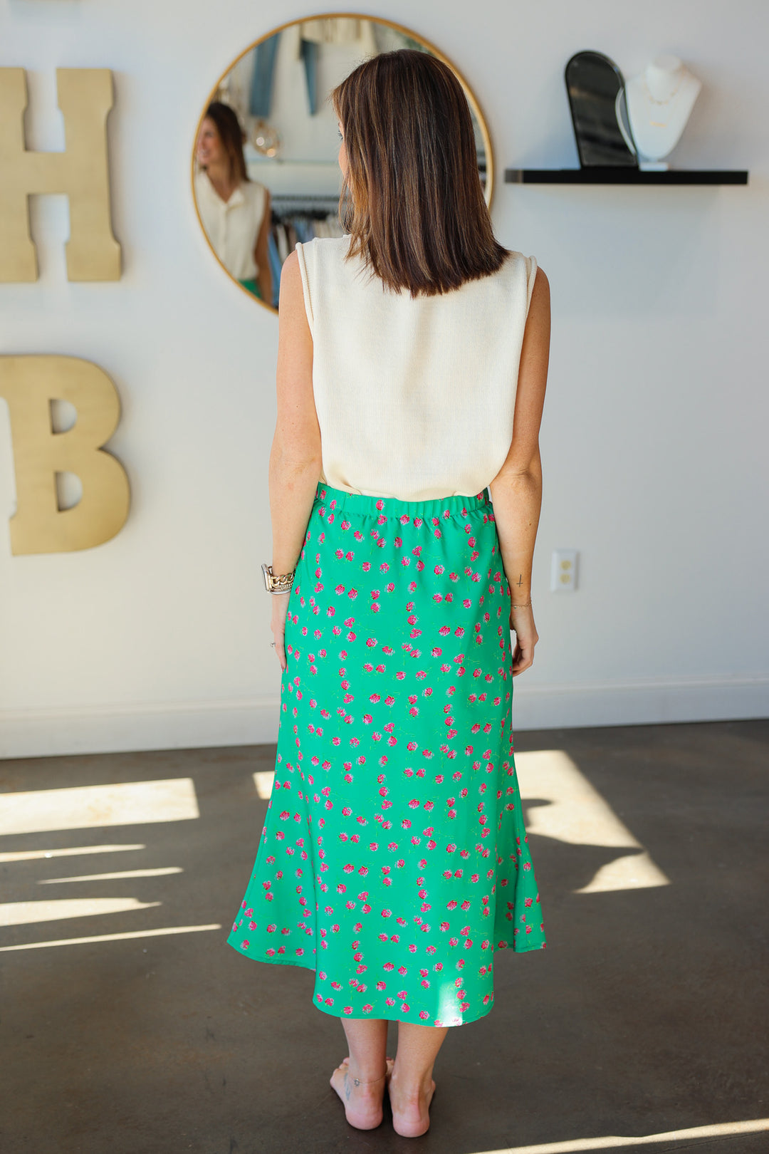 Floral Midi Skirt - Green