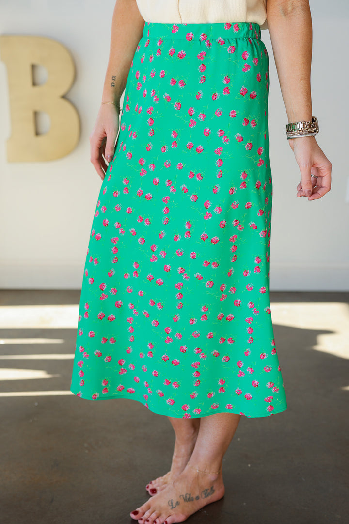 Floral Midi Skirt - Green