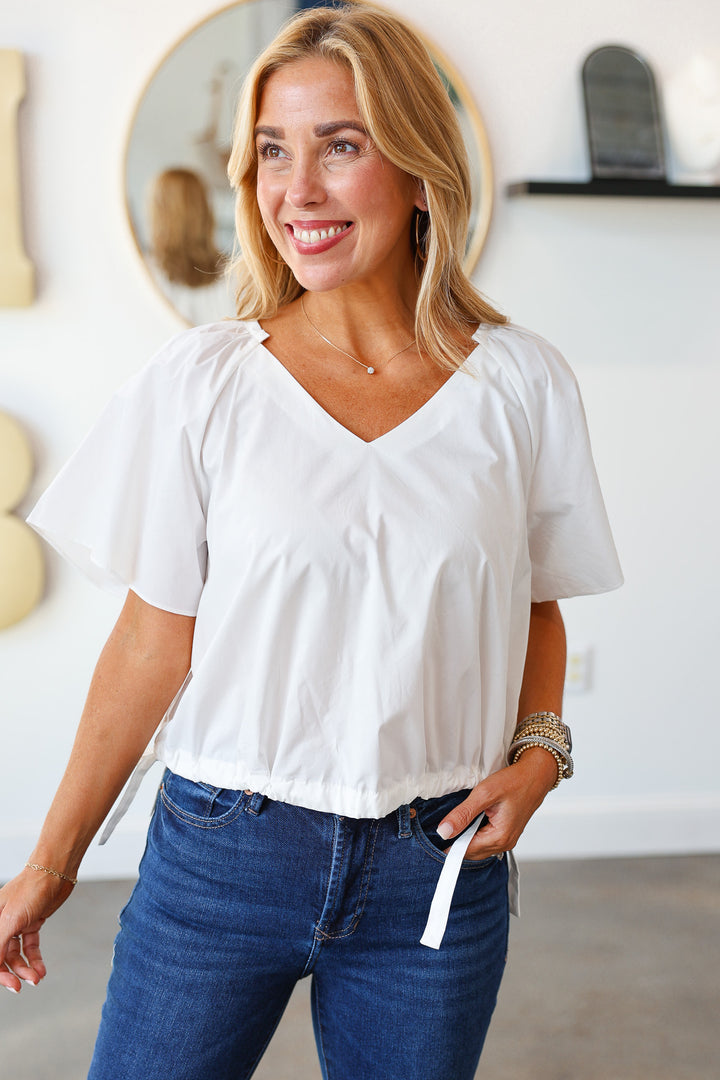 Side Tie Top - White