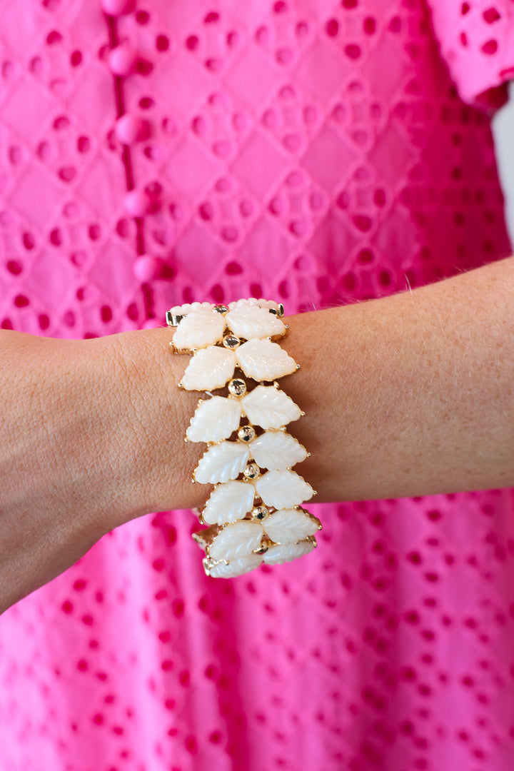 Statement Leaf Bracelet - Ivory