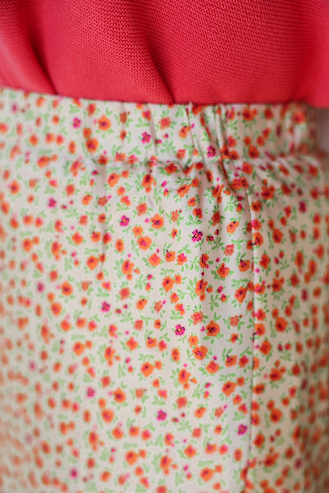 Floral Satin Midi Skirt - Sunkist