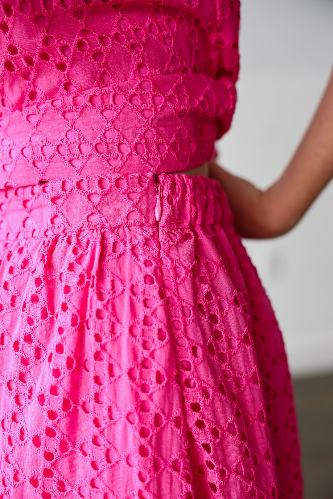Eyelet Midi Skirt - Pink