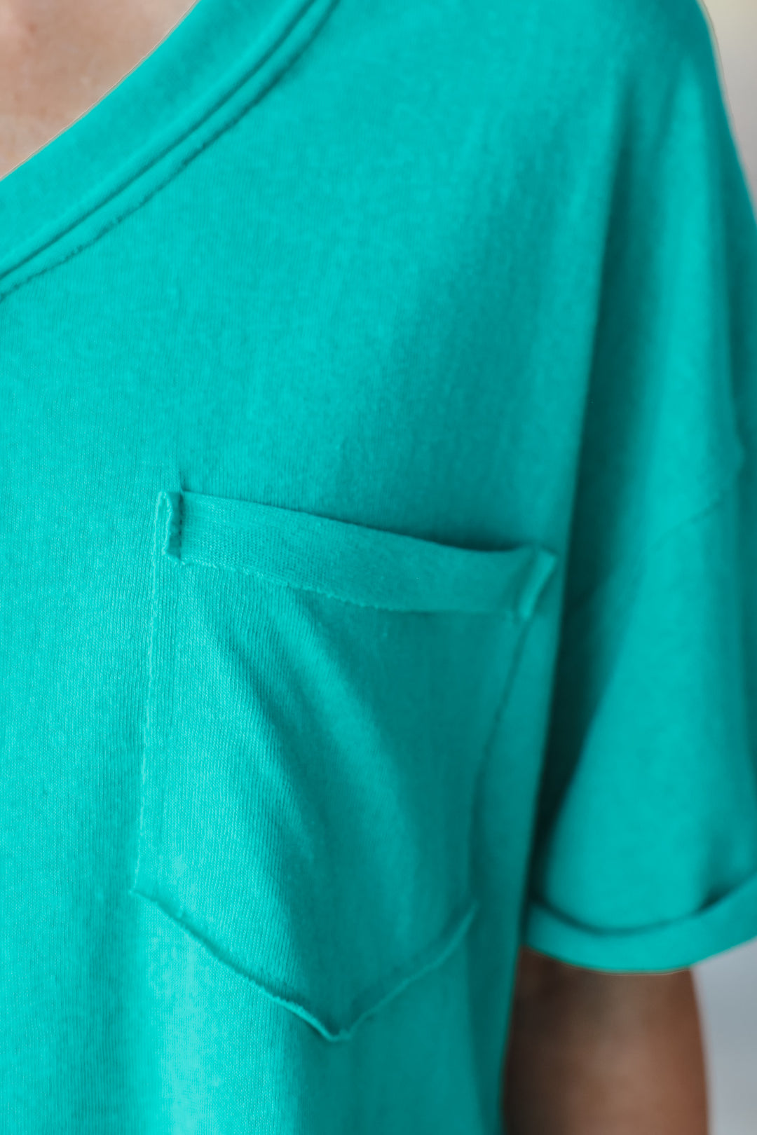 Oversized Raw Edge Top - Turquoise