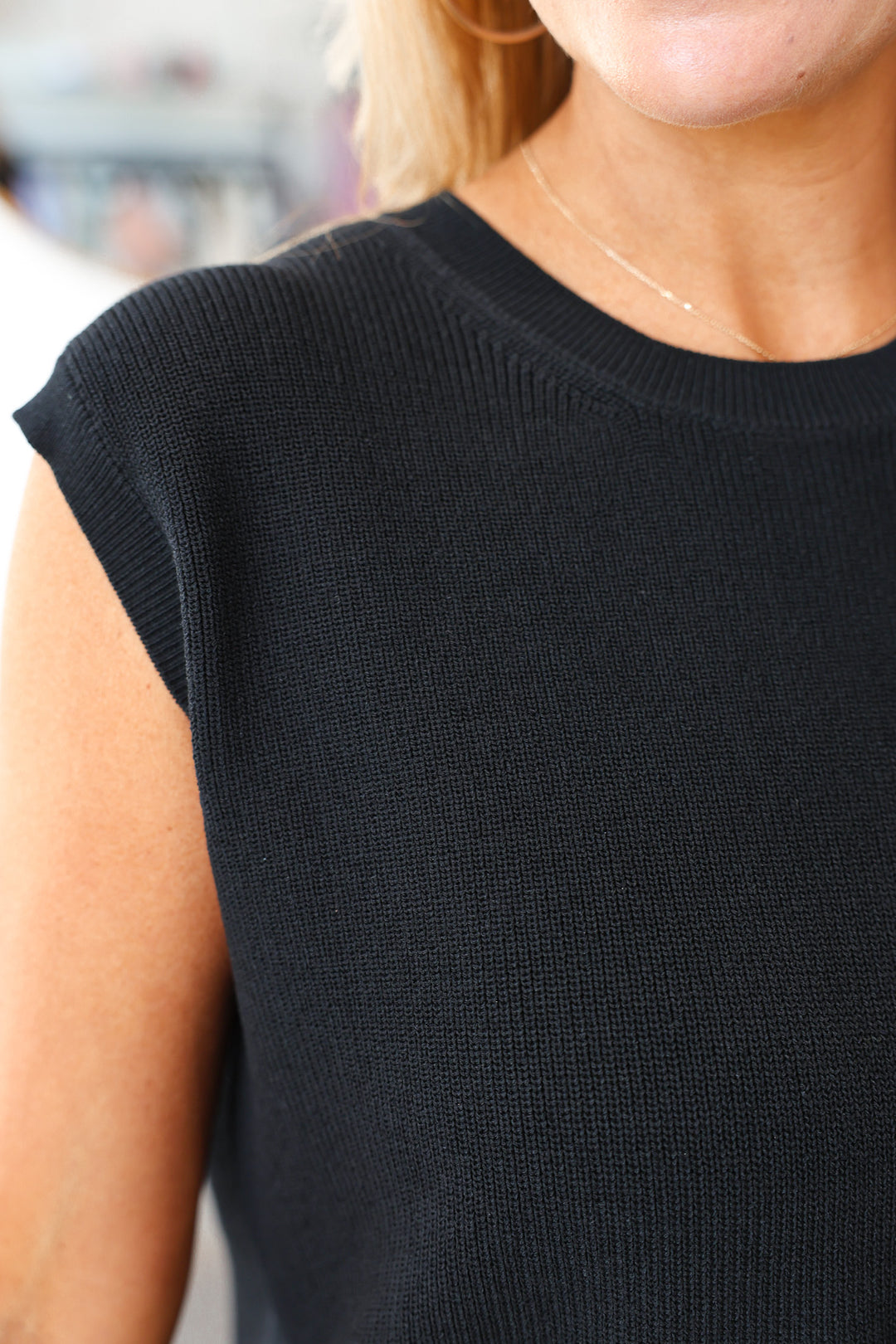 Open Back Knit Top - Black
