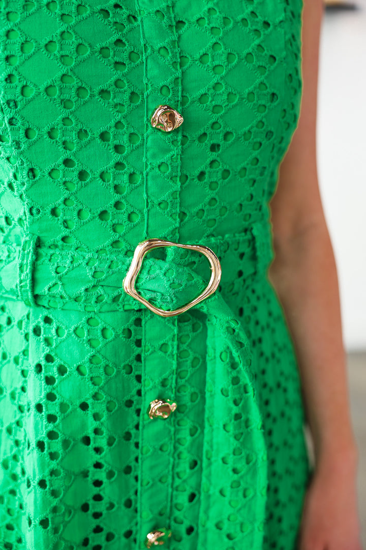 Belted Maxi Dress - Green