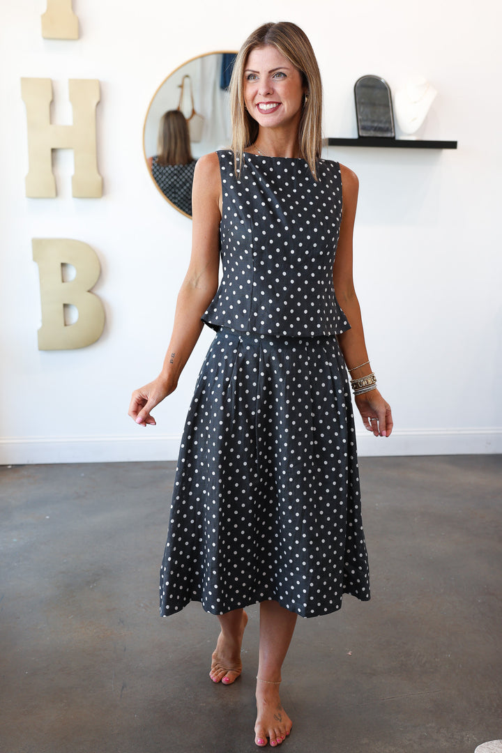 Polka Dot Midi Skirt