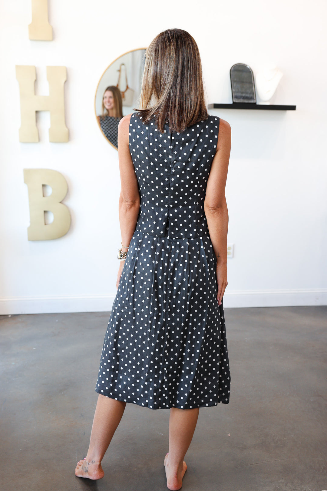 Polka Dot Midi Skirt