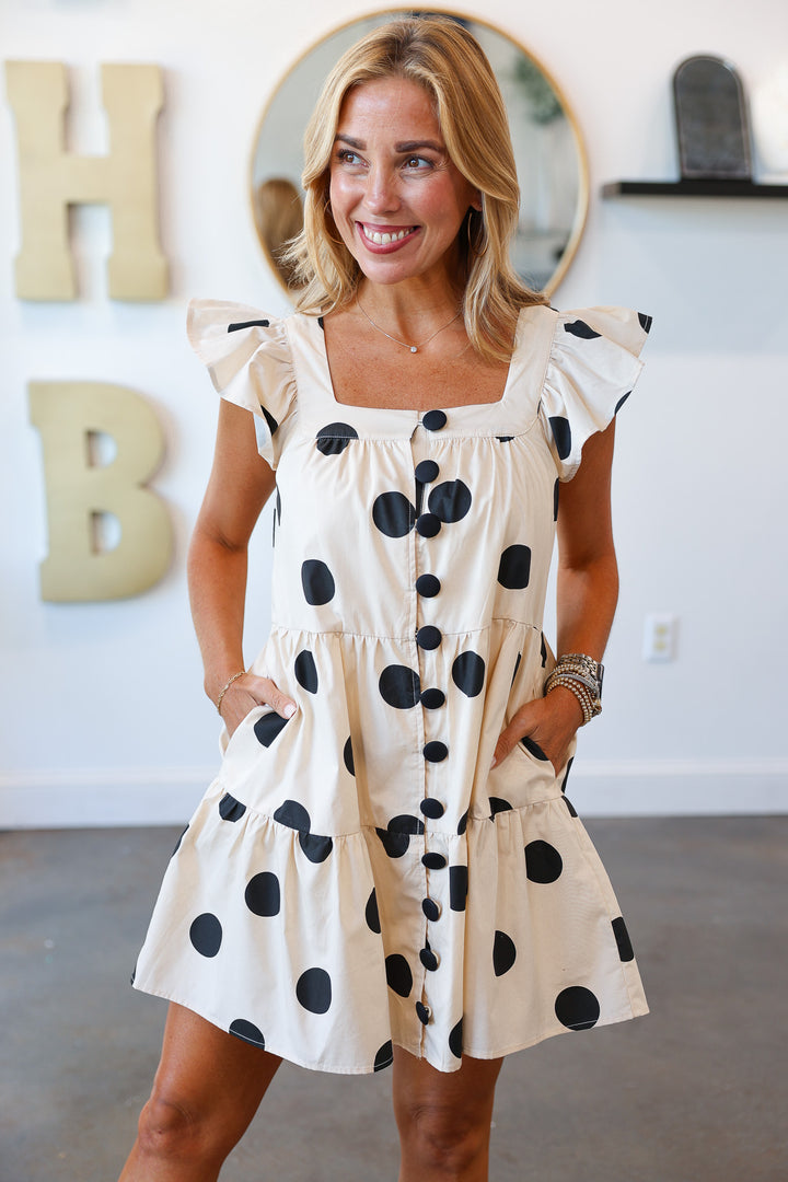 Polka Dot Dress - Beige