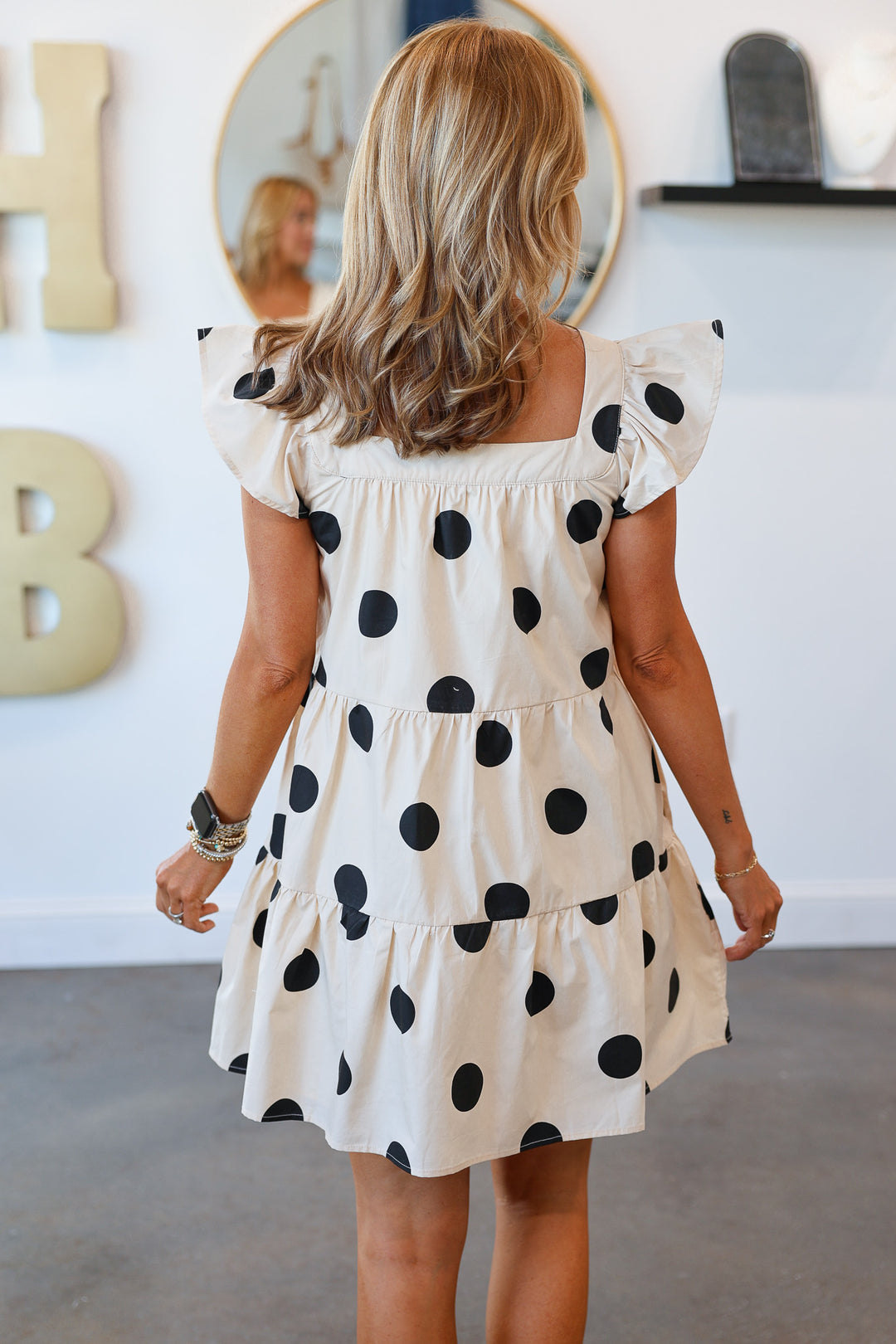 Polka Dot Dress - Beige