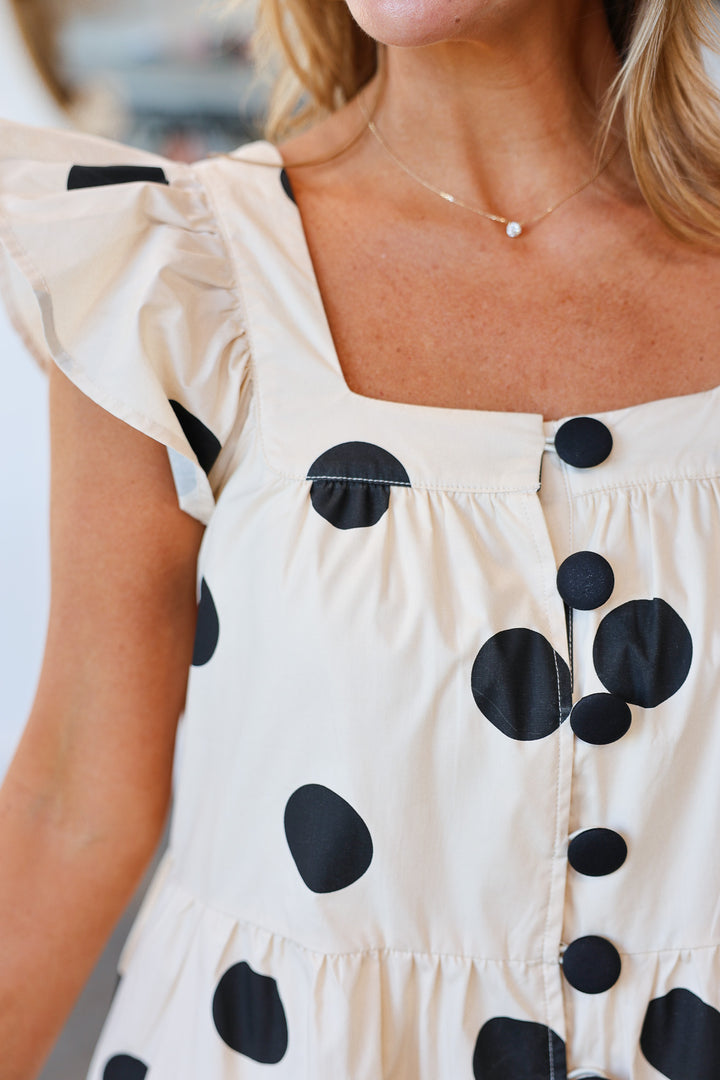 Polka Dot Dress - Beige