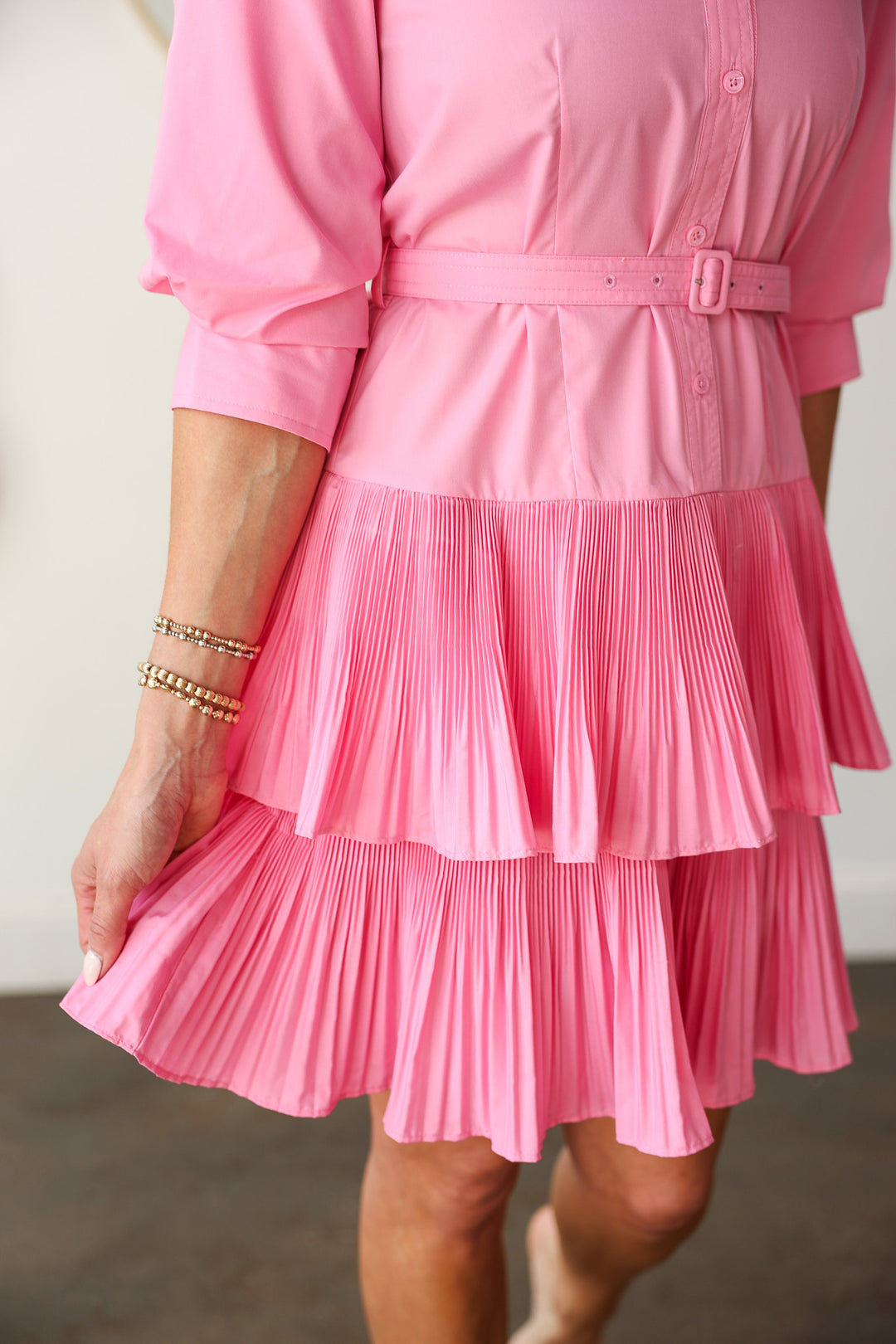 Tiered Skirt Dress - Pink