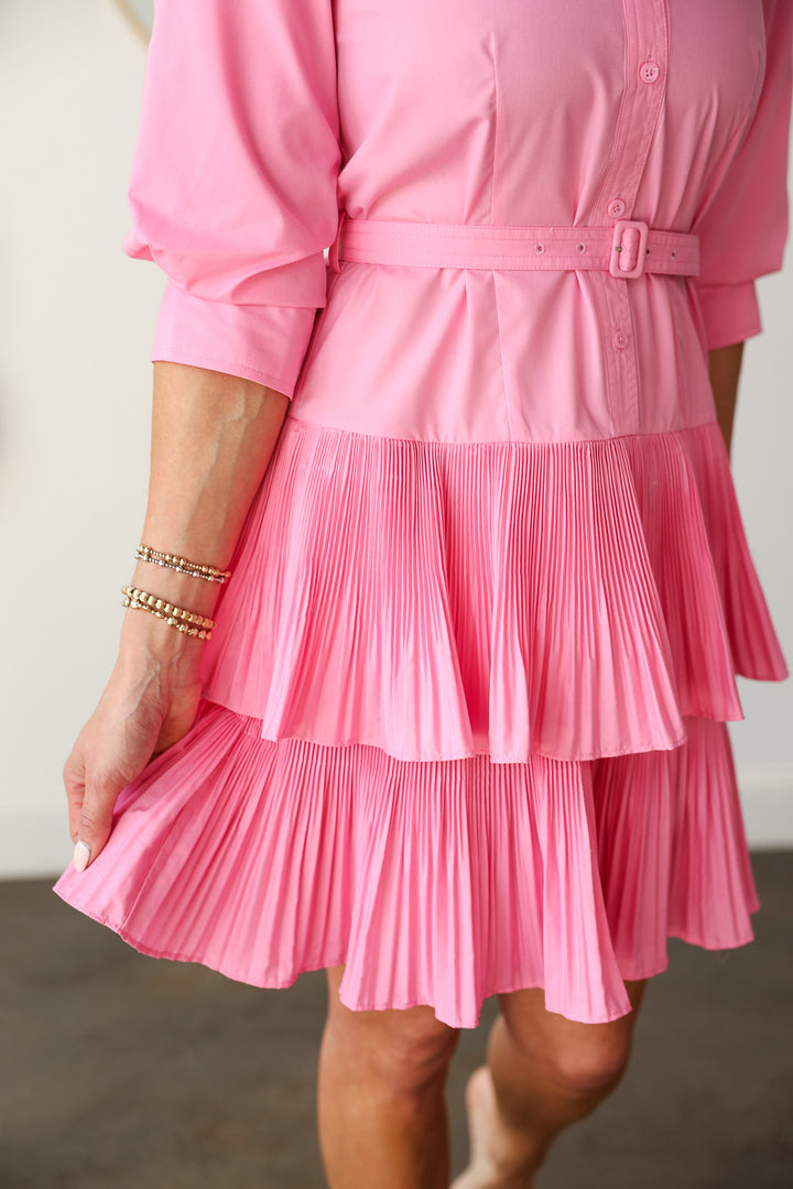 Tiered Skirt Dress - Pink