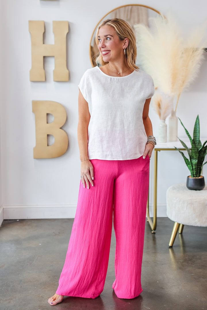 Blossoming Wide Leg Pants - Pink