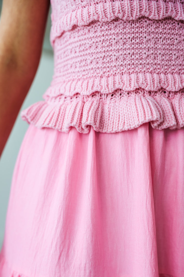 Mixed Media Maxi Dress - Pink