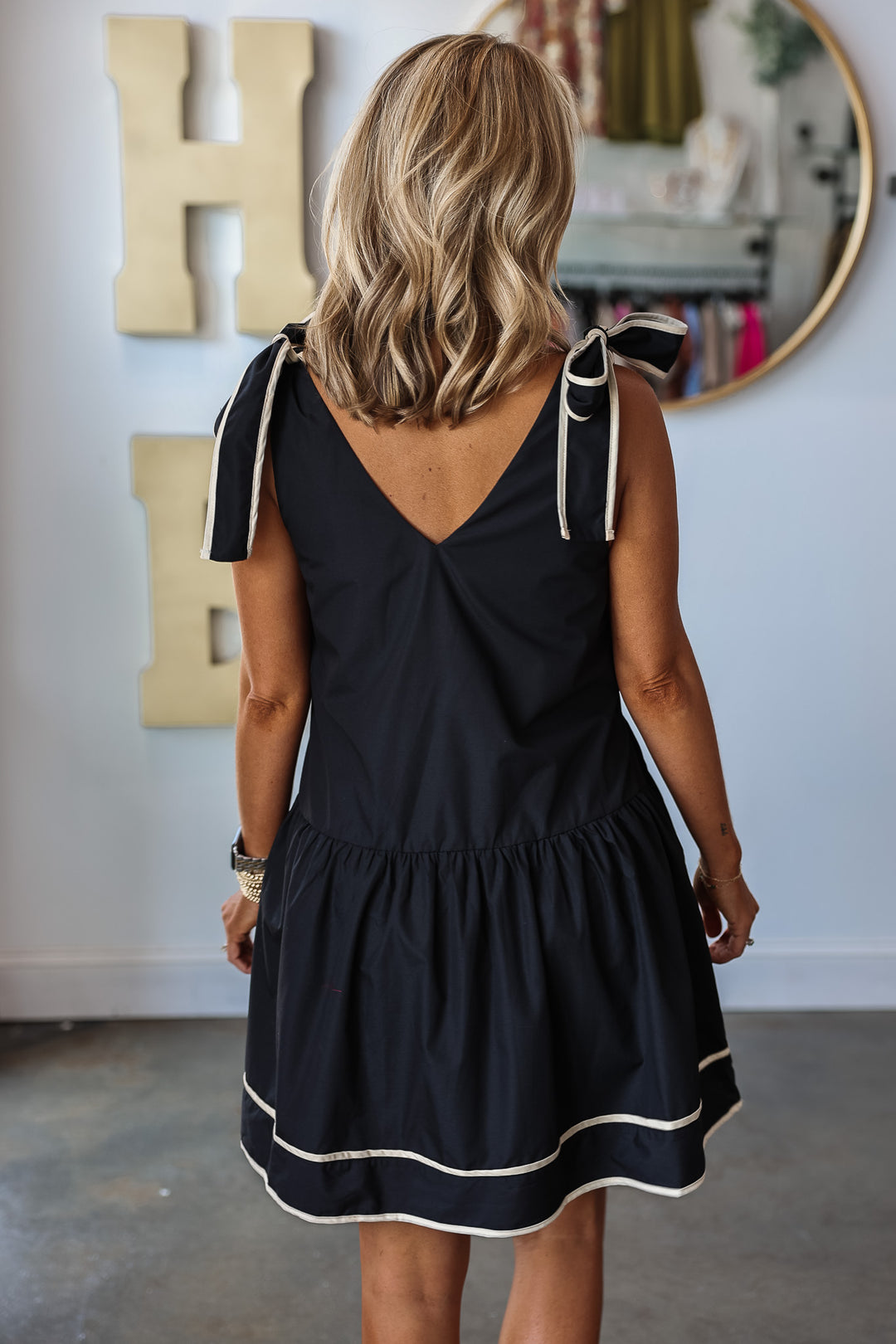 Drop Waist Game Day Dress - Black