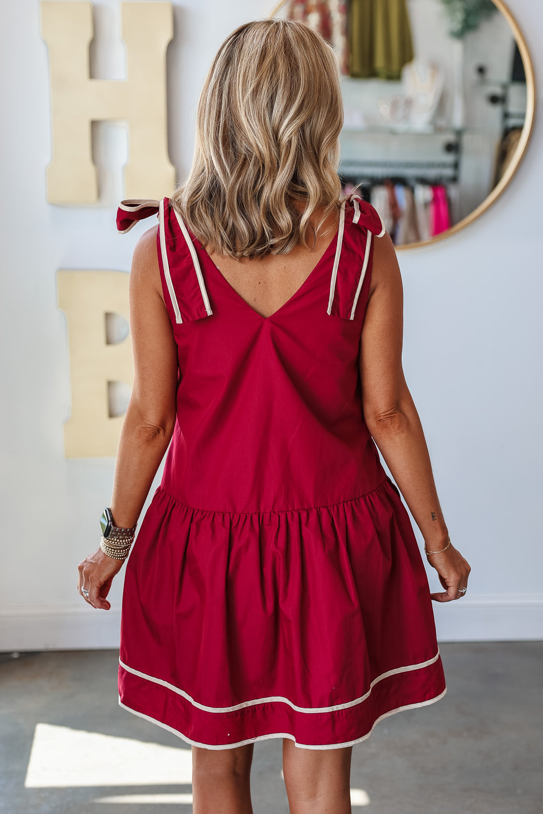 Drop Waist Game Day Dress - Crimson