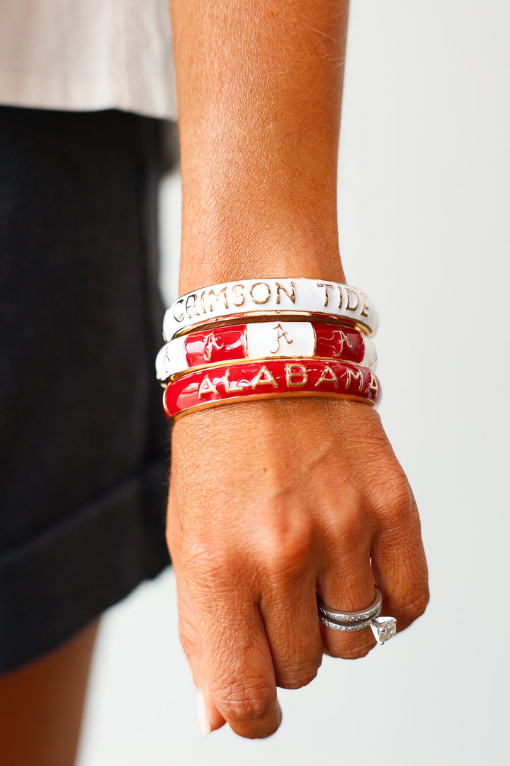 Alabama Sculpted Enamel Checkered Hinge Bangle