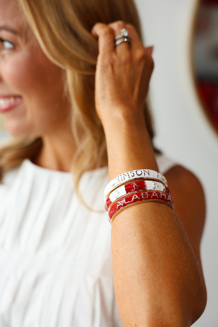 Alabama Sculpted Enamel Checkered Hinge Bangle