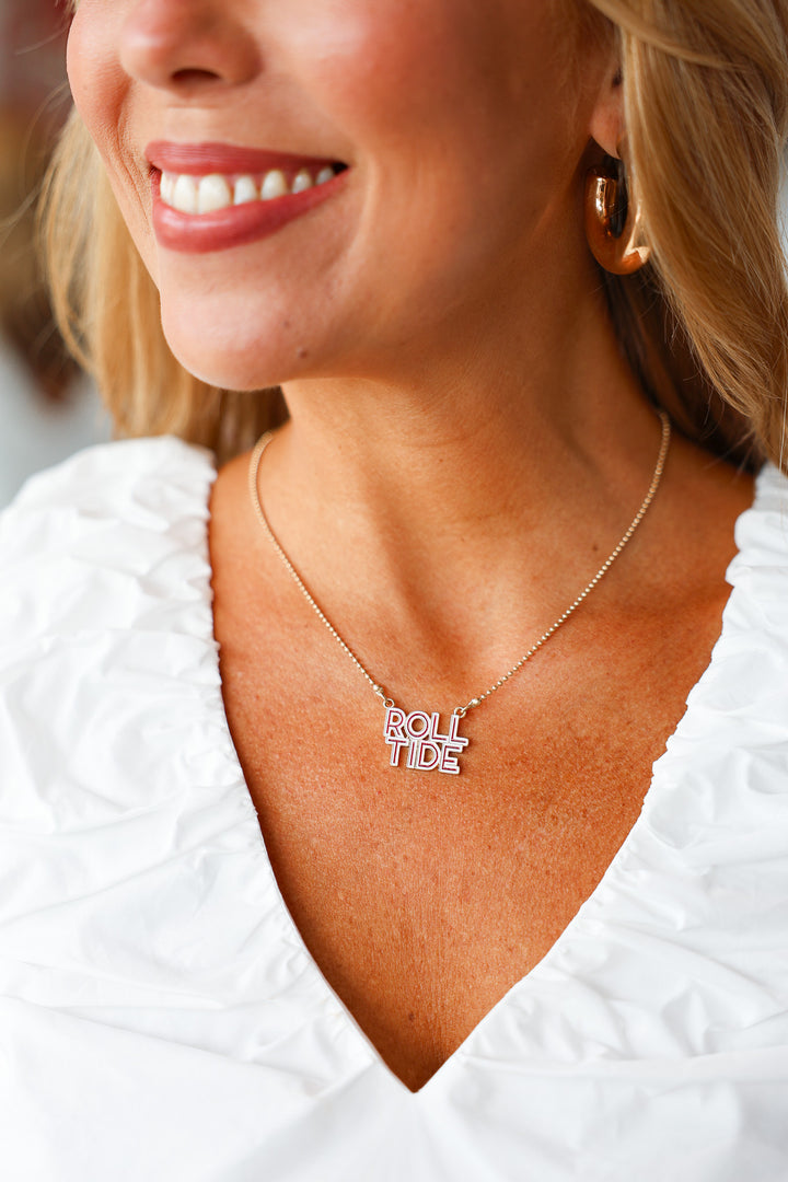 Roll Tide Enamel Necklace