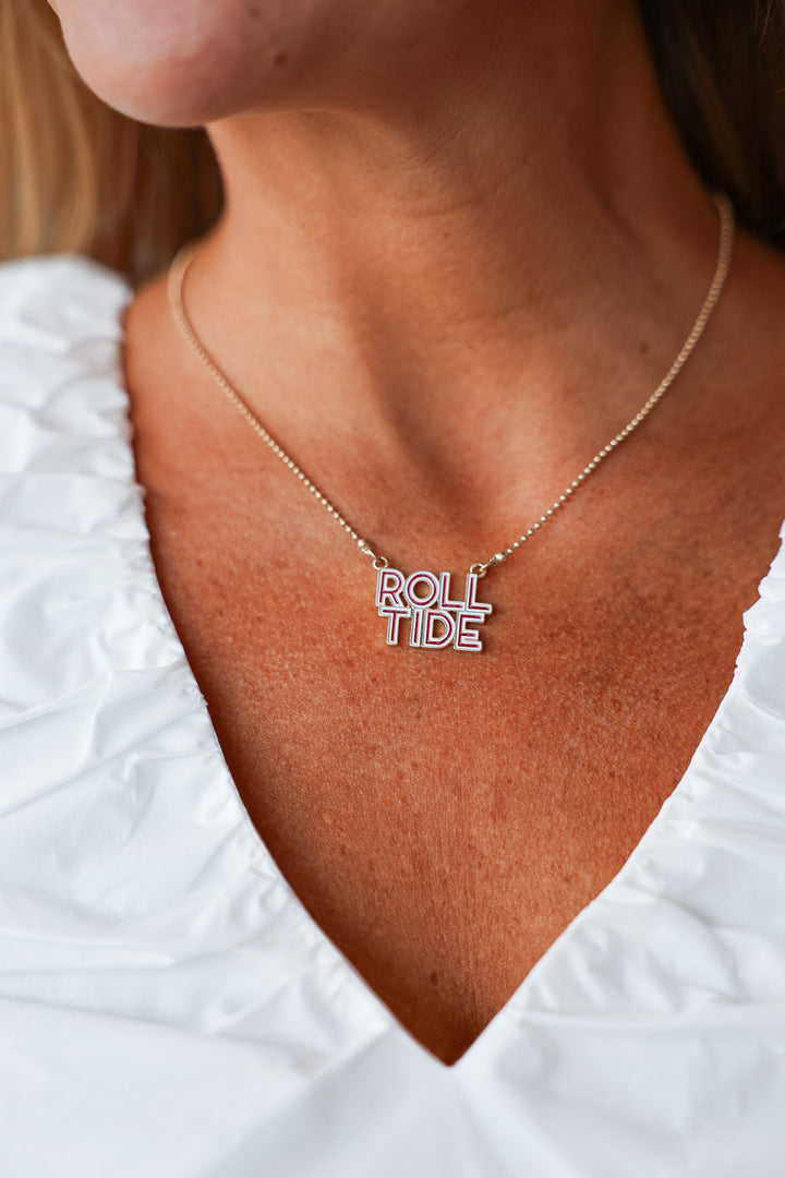 Roll Tide Enamel Necklace