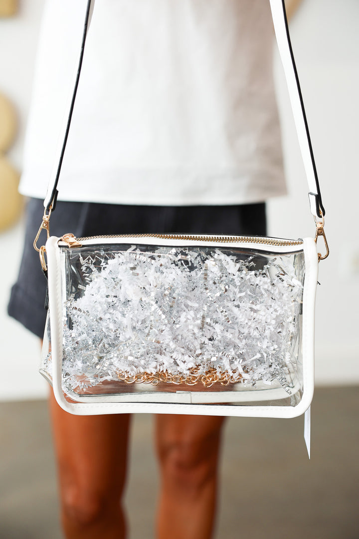 Rectangle Clear Crossbody Bag - White